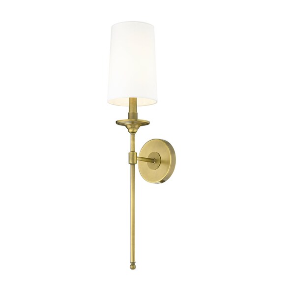 Z-Lite Emily 1 Light Wall Sconce, Rubbed Brass & White 807-1S-RB-WH - main